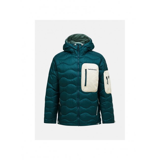 Kurtka puchowa męska PEAK PERFORMANCE M Helium Utility Down Hood Jacket kolor zielony - L