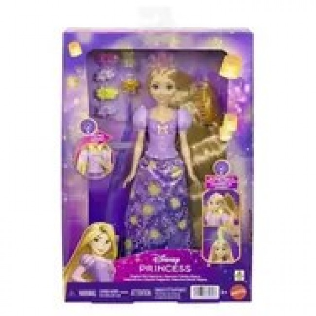 Disney Princess Light-Up Hair Rapunzel Fashion Doll w/ 5 Ways to Glow, Pascal Figure & 7 Accessories