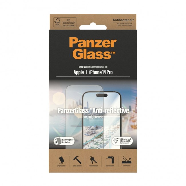 PanzerGlass Anti-Reflective Screen Protector iPhone 14 Pro | Ultra-Wide Fit w. EasyAligner PanzerGlass Anti-Reflective Screen Protector iPhone 14 Pro | Ultra-Wide Fit w. EasyAligner