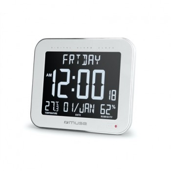 Wall clock with alarm function Muza M-090 WMC White