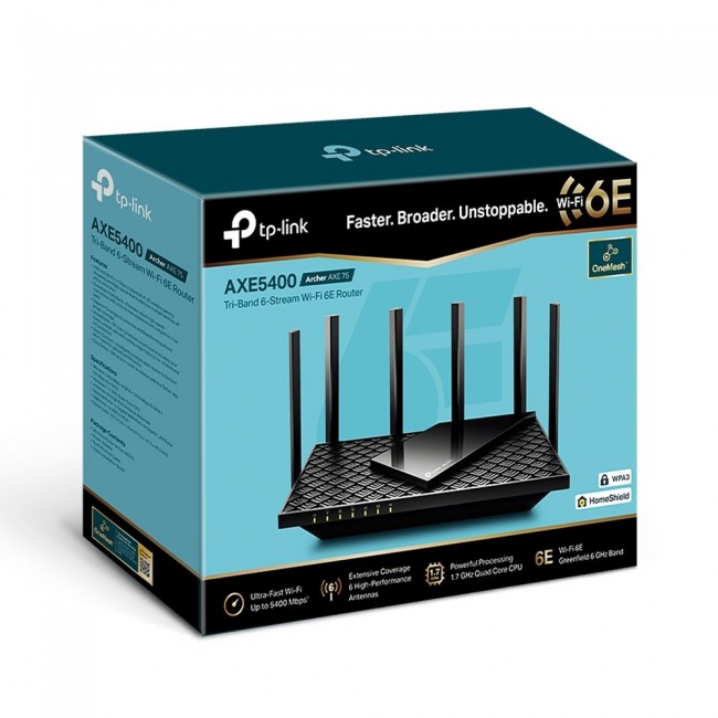 TP-Link Archer AXE5400 Tri-Band Gigabit Wi-Fi 6E Router TP-Link Archer AXE5400 Tri-Band Gigabit Wi-Fi 6E Router