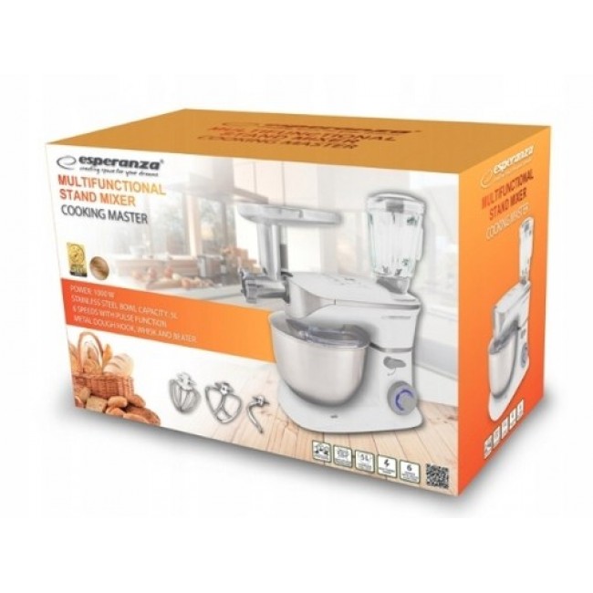 Esperanza EKM025 food processor 1000 W 5 L Stainless steel, White Esperanza EKM025 food processor 1000 W 5 L Stainless steel, White