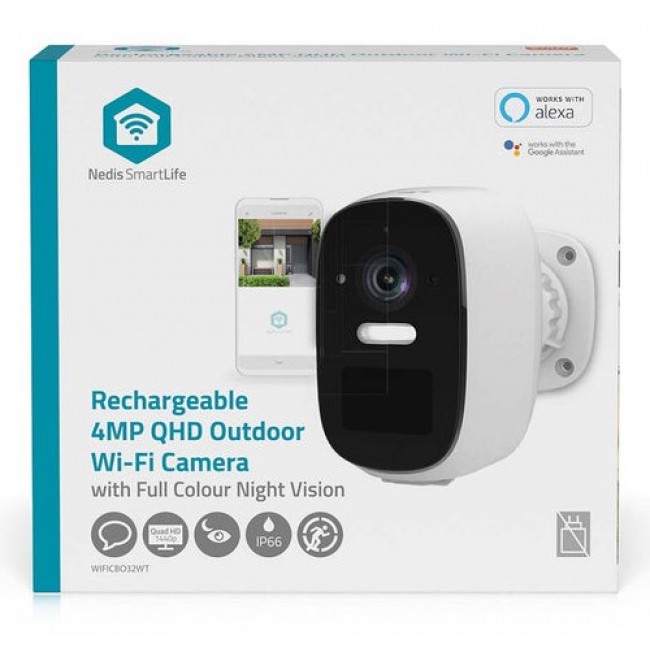 Nedis WIFICBO32WT security camera Turret IP security camera Outdoor 2560 x 1440 pixels Ceiling/wall