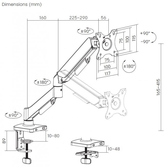 Deltaco ARM-534-B TV mount/stand 81.3 cm (32