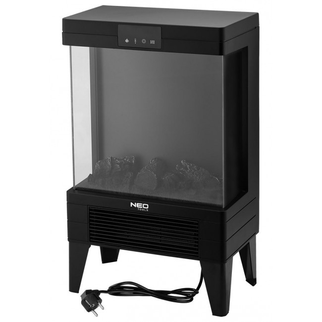 Electric Fireplace NEO TOOLS 2000 W, 3D Flame Effect, Thermostat, Black