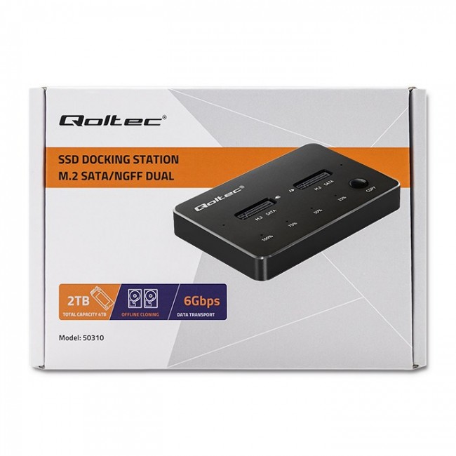 Qoltec 2x SSD M.2 SATA Disk Docking Station | NGFF | USB Type-C