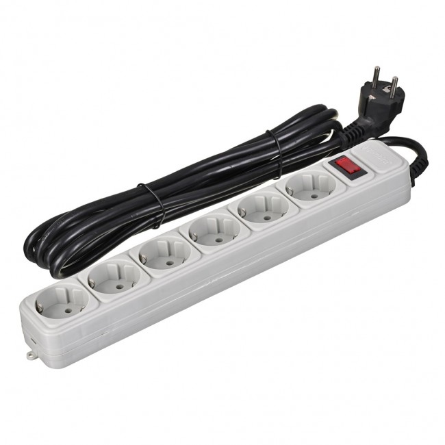 Gembird SPG6-B-10C Surge protector, 6 Schuko sockets, 3m, grey