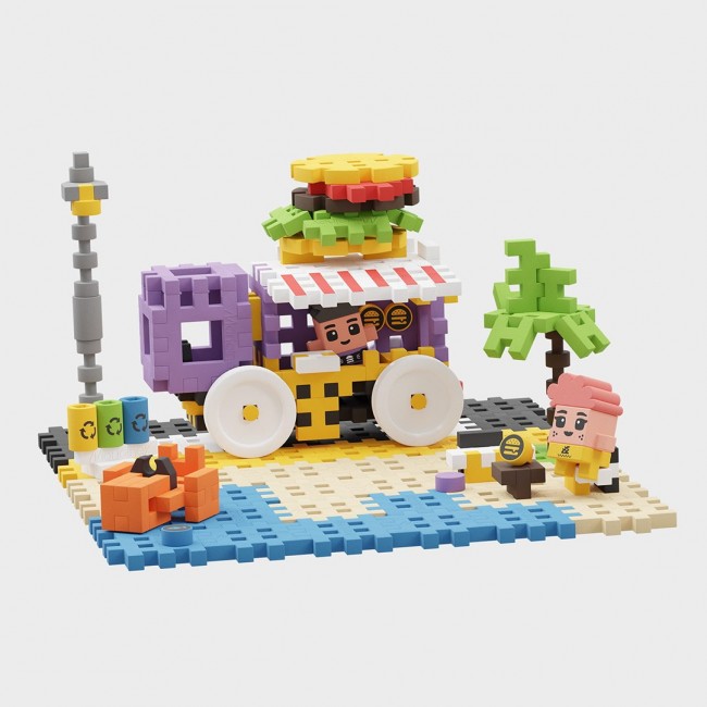 Marioinex Mini Waffle Building Blocks City: Food Truck, 148 pieces
