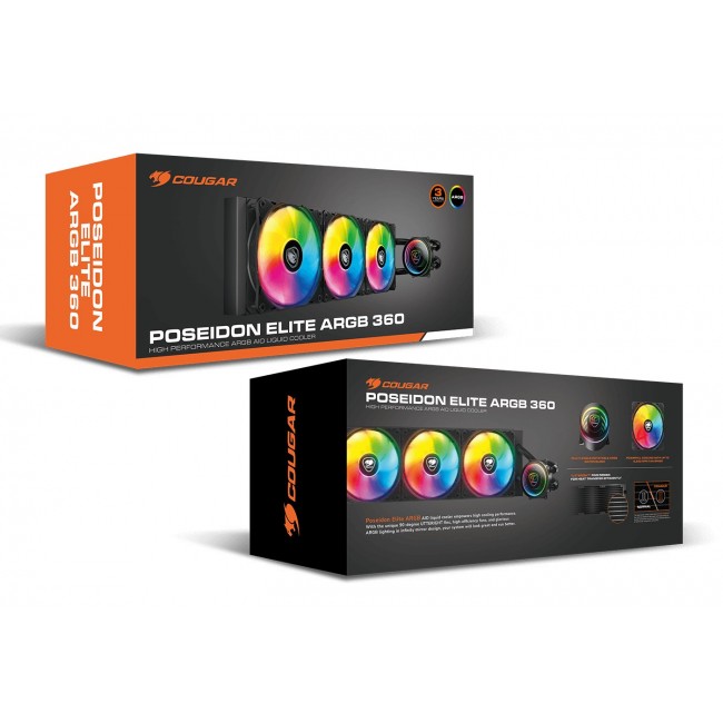 COUGAR CPU Water Cooling, Poseidon Elite 360, ARGB, Black
