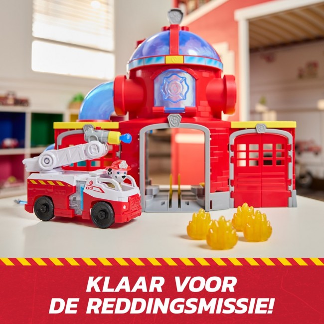 PAW Patrol Fire Rescue Command Center with Marshall Figure, Rescue Fire Truck, Lights, Launcher & Sound Fx, Kids Toys for Boys & Girls Ages 3 and Up