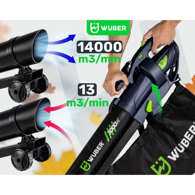 Electric leaf blower 3000 W with shredder 10:1 W43420 WUBER
