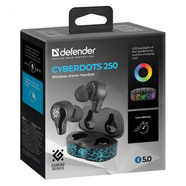 HEADPHONES DEFENDER BLUETOOTH CYBERDOTS 250 GAMING BLACK HEADPHONES DEFENDER BLUETOOTH CYBERDOTS 250 GAMING BLACK