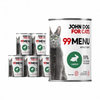 JOHN DOG 99 Menu Rabbit - wet cat food - 6 x 400g