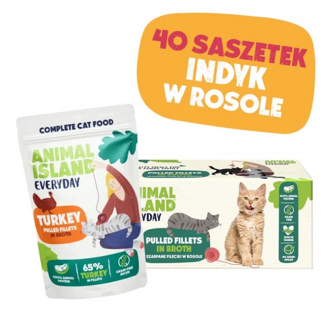 ANIMAL ISLAND Turkey in broth - wet cat food - 40x85g ANIMAL ISLAND Turkey in broth - wet cat food - 40x85g