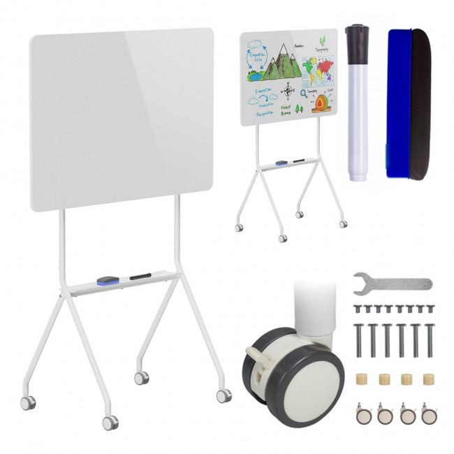 Ergo Office mobile dry erase board, horizontal orientation, white, single sided, with shelf, board dimensions 1190x790mm, ER-306
