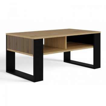 MODERN 2P SLIM ARTISAN COFFEE TABLE WITH BLACK LEGS