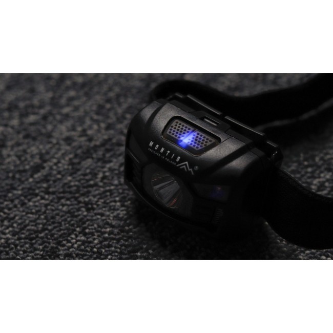 Montis Akumulatorowa latarka nag owna z sensorem MT001 Black Headband flashlight LED