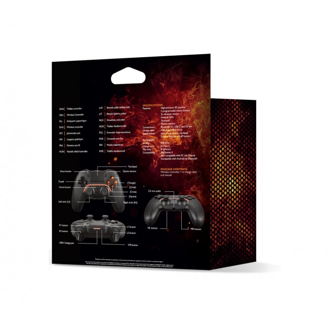 Deltaco Gaming GAM-139 Gaming Controller Black Bluetooth/USB Gamepad Digital Android, PC, PlayStation 4