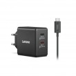 Lenovo Dual USB-C 65W GaN Charger Universal Black AC Indoor