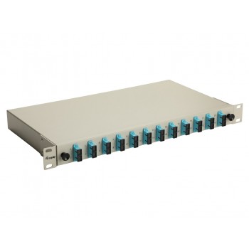 Equip 12-Port Fiber Optic Splice Box, SC Duplex, OM3, 1U, Equipped, Grey