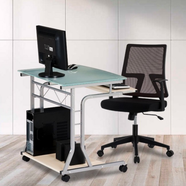Techly Compact Desk for PC Metal & Glass with Wheels ICA-TB 3791A Techly Compact Desk for PC Metal & Glass with Wheels ICA-TB 3791A