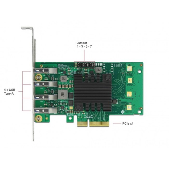 DeLOCK PCI Express x4 Card to 4 x external USB 3.0 Quad Channel - Low Profile Form Factor