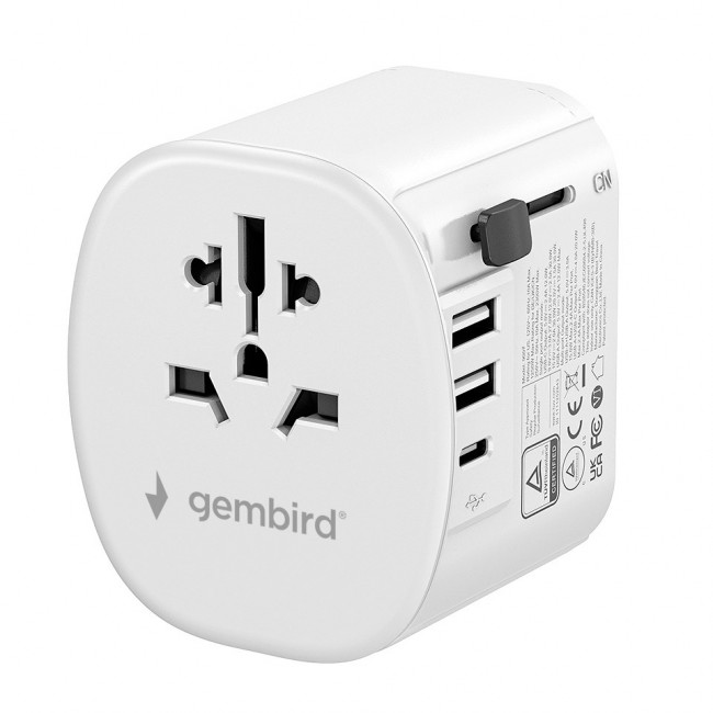Gembird TPA-EU2A1C15-01-W Grounded universal travel power adapter, 15 W, white Gembird TPA-EU2A1C15-01-W Grounded universal travel power adapter, 15 W, white