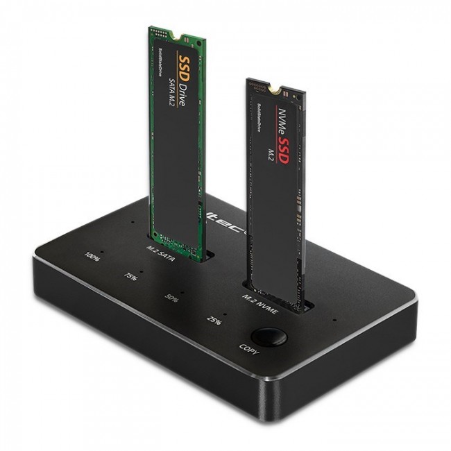 Qoltec M.2 SSD Docking Station | NVMe| SATA | USB-C | DUAL 2 x 2TB
