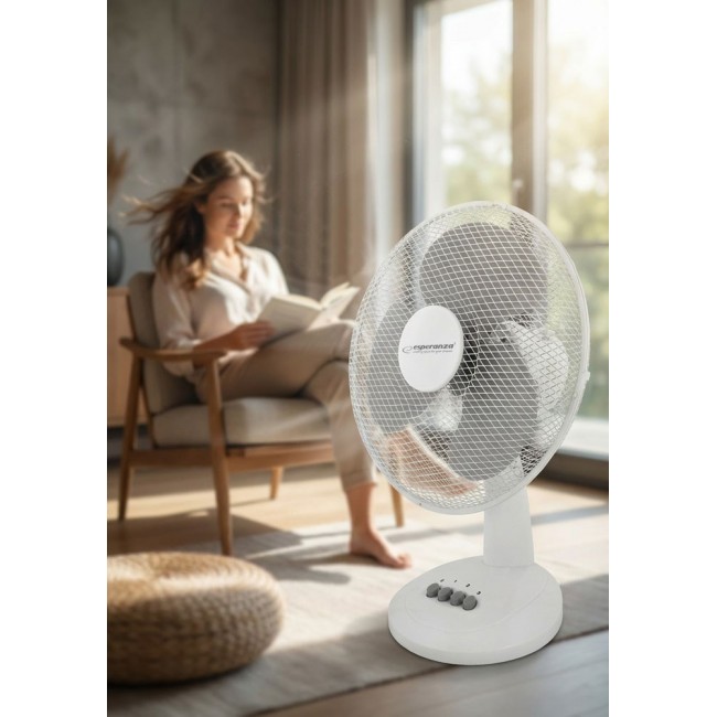Esperanza EHF003WE, 12'' desk fan, White and Gray