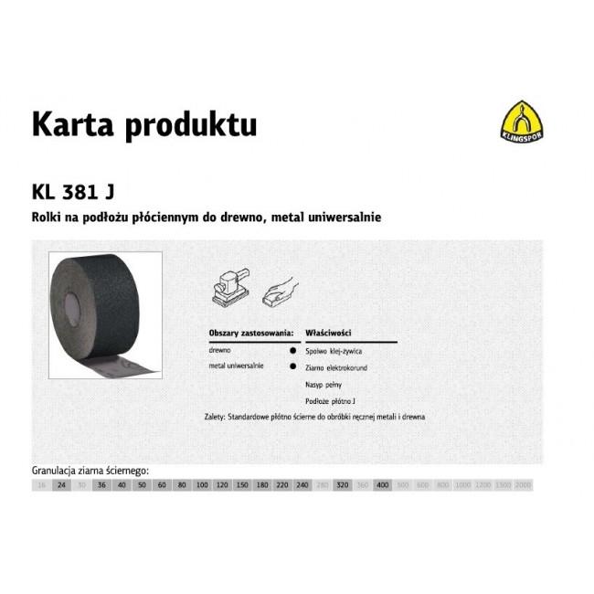 KLINGSPOR P TNO ROLKA 150mm 100 KL381J (50mb) KLINGSPOR P TNO ROLKA 150mm 100 KL381J (50mb)