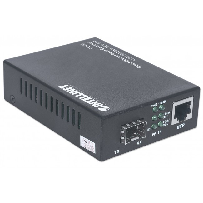 Intellinet Gigabit Ethernet to SFP Media Converter, 10/100/1000Base-Tx to SFP slot, empty (Euro 2-pin plug) Intellinet Gigabit Ethernet to SFP Media Converter, 10/100/1000Base-Tx to SFP slot, empty (Euro 2-pin plug)