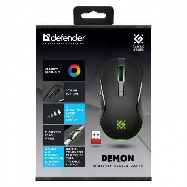 WIRELESS MOUSE DEFENDER DEMON GM-534 RF 3200DPI 6P WIRELESS MOUSE DEFENDER DEMON GM-534 RF 3200DPI 6P