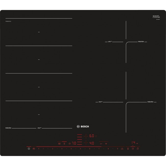 Bosch Serie 8 PXE601DC1E hob Black Built-in Zone induction hob 4 zone(s)