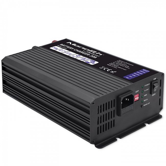 Qoltec Smart Monolith Battery Charger for LiFePO4 AGM GEL SLA batteries | 20A | 24V