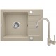 Granite sink with 1-bowl faucet with drainer