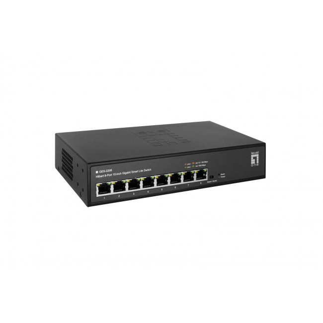 LevelOne Hilbert 10 8-Port Gigabit Smart Lite Switch, 8 x Gigabit RJ45 (10/100/1000)