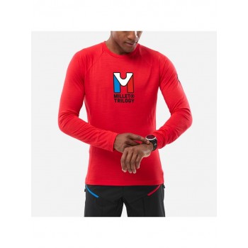 Koszulka męska MILLET Trilogy Wool Ts Ls M czerwona - M