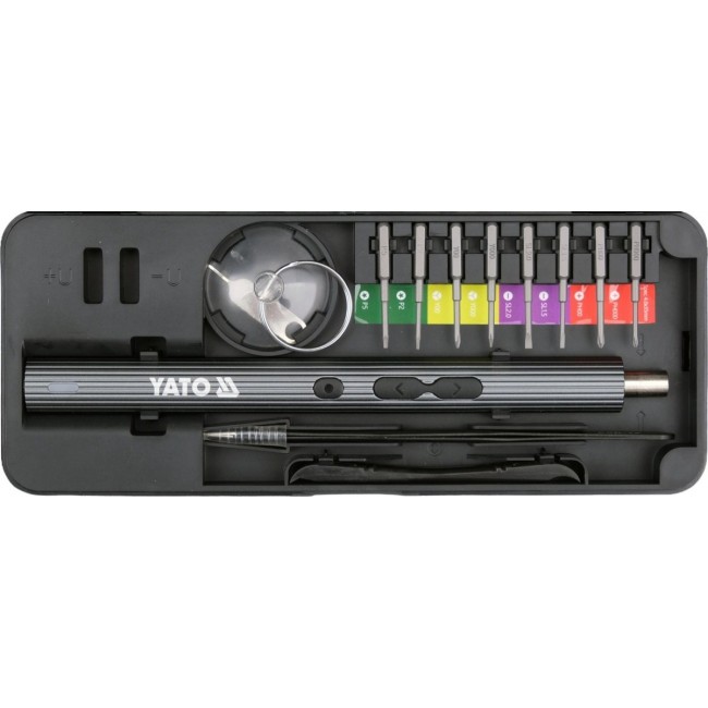 YATO Cordless Screwdriver Set with Bits 3.7 V, 56 Pieces, YT-25770