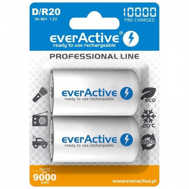 Rechargeable Batteries everActive R20/D Ni-MH 10000 mAh ready to use Rechargeable Batteries everActive R20/D Ni-MH 10000 mAh ready to use