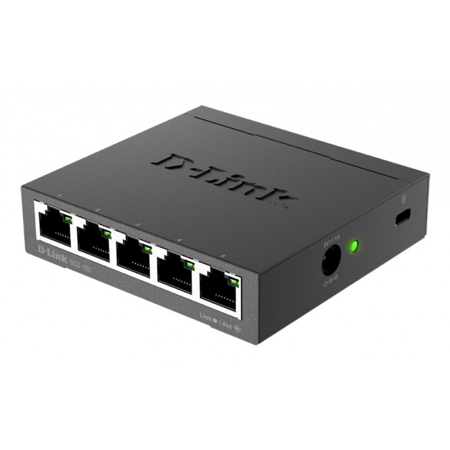 D-Link DGS-105 Unmanaged L2 Gigabit Ethernet (10/100/1000) Black D-Link DGS-105 Unmanaged L2 Gigabit Ethernet (10/100/1000) Black