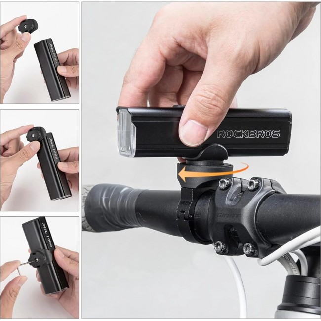 Rockbros RHL1000 24610002001 1000 lm front bike light + USB-C to USB-A cable, black Rockbros RHL1000 24610002001 1000 lm front bike light + USB-C to USB-A cable, black