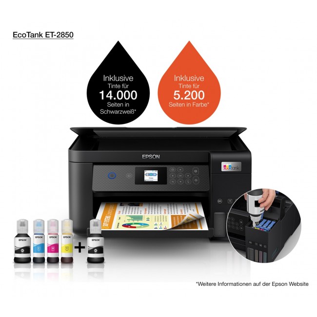 Printer Epson EcoTank ET-2850 3in1 Inkjet A4 WiFi/WLan Duplex Printer Epson EcoTank ET-2850 3in1 Inkjet A4 WiFi/WLan Duplex