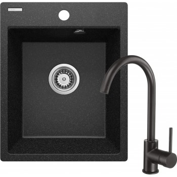 Granite sink with 1-bowl faucet