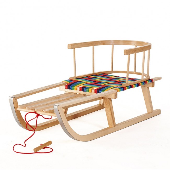 GreenBlue GB138 Wooden Kids Sledge with Removable Backrest Fabric Seat and Pull Rope Sturdy Beech Wood GreenBlue GB138 Wooden Kids Sledge with Removable Backrest Fabric Seat and Pull Rope Sturdy Beech Wood