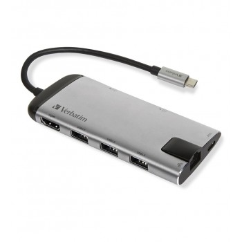 Verbatim 16102510 laptop dock/port replicator Wired USB 3.2 Gen 1 (3.1 Gen 1) Type-C Black, Silver