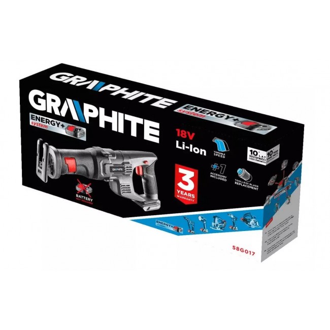 Graphite cordless Energy+ 18V, Li-Ion sabre saw, without battery pack Graphite cordless Energy+ 18V, Li-Ion sabre saw, without battery pack