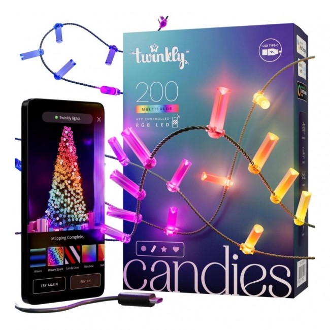 Twinkly Candies LED Christmas tree lights TWKC200RGB-G Candle shape Twinkly Candies LED Christmas tree lights TWKC200RGB-G Candle shape