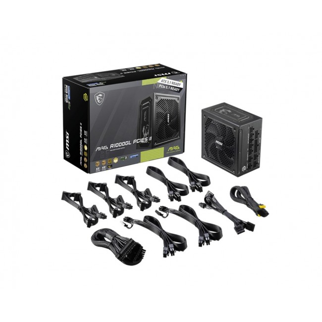 MSI MAG A1000GL PCIE5 II power supply unit 1000 W 24-pin ATX ATX Black MSI MAG A1000GL PCIE5 II power supply unit 1000 W 24-pin ATX ATX Black