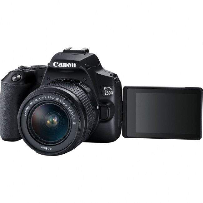 Canon EOS 250D + EF-S 18-55mm f/3.5-5.6 III SLR Camera Kit 24.1 MP CMOS 6000 x 4000 pixels Black Canon EOS 250D + EF-S 18-55mm f/3.5-5.6 III SLR Camera Kit 24.1 MP CMOS 6000 x 4000 pixels Black