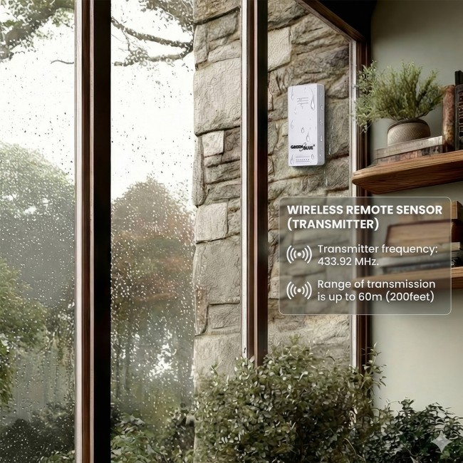 GreenBlue wireless weather station, IN/OUT temperature, clock, C/ F selectable, range up to 60 m, GB162